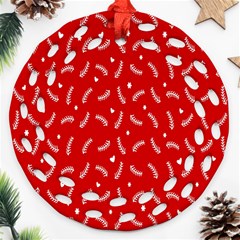 Christmas Pattern,love Red Ornament (round Filigree) by nate14shop