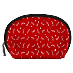 Christmas Pattern,love Red Accessory Pouch (large) by nate14shop