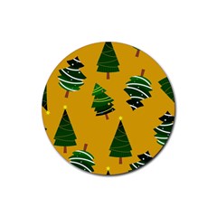 Christmas Tree,yellow Rubber Coaster (round) by nate14shop