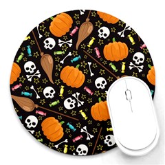 Halloween Pattern 3 Round Mousepads by designsbymallika