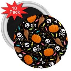 Halloween Pattern 3 3  Magnets (10 Pack)  by designsbymallika