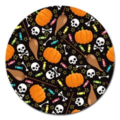 Halloween Pattern 3 Magnet 5  (round) by designsbymallika