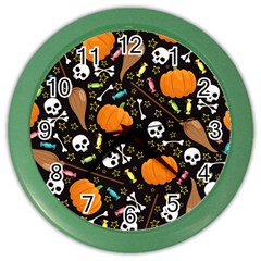 Halloween Pattern 3 Color Wall Clock by designsbymallika