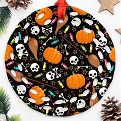 Halloween Pattern 3 Ornament (round Filigree)