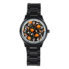 Halloween Pattern 3 Stainless Steel Round Watch by designsbymallika