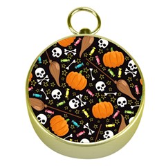 Halloween Pattern 3 Gold Compasses by designsbymallika