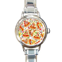 Pizza Love Round Italian Charm Watch by designsbymallika