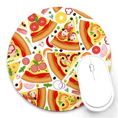 Pizza Love Round Mousepads by designsbymallika