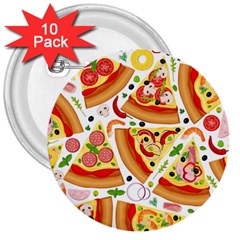 Pizza Love 3  Buttons (10 Pack)  by designsbymallika