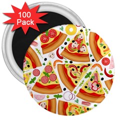 Pizza Love 3  Magnets (100 Pack) by designsbymallika