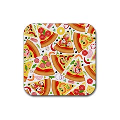 Pizza Love Rubber Coaster (square) by designsbymallika