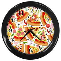 Pizza Love Wall Clock (black) by designsbymallika