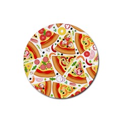 Pizza Love Rubber Round Coaster (4 Pack) by designsbymallika