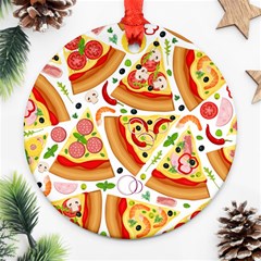 Pizza Love Round Ornament (two Sides) by designsbymallika