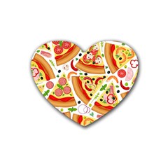 Pizza Love Rubber Coaster (heart) by designsbymallika