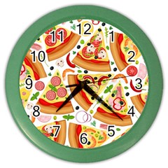 Pizza Love Color Wall Clock by designsbymallika