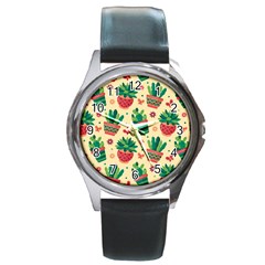 Cactus Love 5 Round Metal Watch by designsbymallika