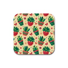 Cactus Love 5 Rubber Square Coaster (4 Pack) by designsbymallika