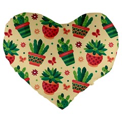 Cactus Love 5 Large 19  Premium Heart Shape Cushions by designsbymallika