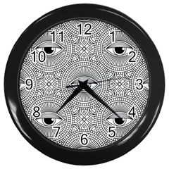 Eye Pattern Wall Clock (black) by designsbymallika