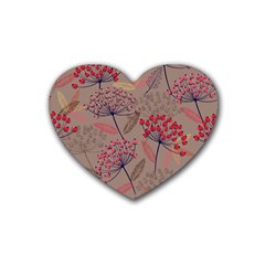 Cherry Love Rubber Heart Coaster (4 Pack) by designsbymallika