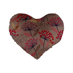 Cherry Love Standard 16  Premium Flano Heart Shape Cushions by designsbymallika