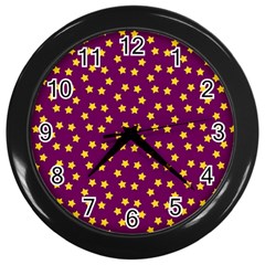 Stars,yellow Purple Wall Clock (black) by nate14shop