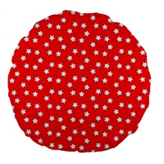 Stars-white Red Large 18  Premium Round Cushions by nate14shop