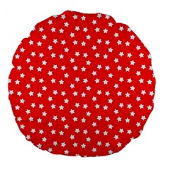 Stars-white Red Large 18  Premium Flano Round Cushions by nate14shop