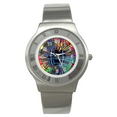 Color-background-structure-lines- Stainless Steel Watch by Jancukart