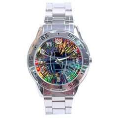 Color-background-structure-lines- Stainless Steel Analogue Watch by Jancukart