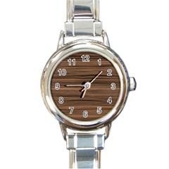 Texture Wood,dark Round Italian Charm Watch by nate14shop