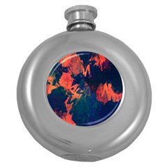 Background-abstrac Orange Round Hip Flask (5 Oz) by nateshop