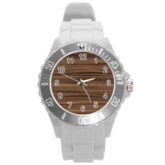 Texture Wood,dark Round Plastic Sport Watch (l) by nateshop