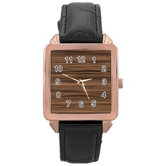 Texture Wood,dark Rose Gold Leather Watch  by nateshop