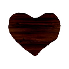 Texture-dark Wood Standard 16  Premium Flano Heart Shape Cushions by nateshop