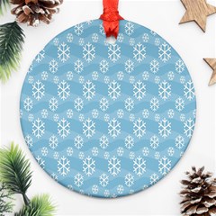 Snowflakes, White Blue Round Ornament (two Sides) by nateshop