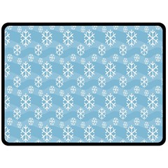 Snowflakes, White Blue Fleece Blanket (large)  by nateshop