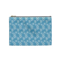 Snowflakes, White Blue Cosmetic Bag (medium) by nateshop