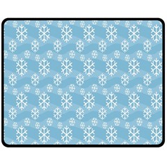 Snowflakes, White Blue Fleece Blanket (medium)  by nateshop