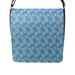 Snowflakes, White Blue Flap Closure Messenger Bag (l) by nateshop