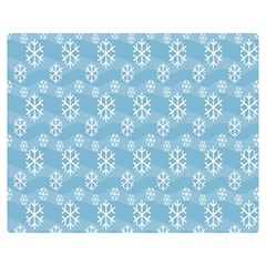 Snowflakes, White Blue Double Sided Flano Blanket (medium)  by nateshop