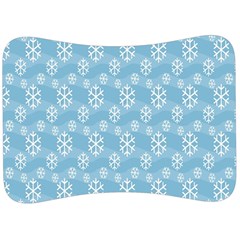 Snowflakes, White Blue Velour Seat Head Rest Cushion by nateshop