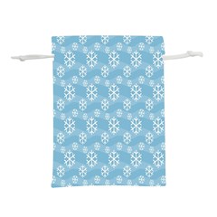 Snowflakes, White Blue Lightweight Drawstring Pouch (l) by nateshop