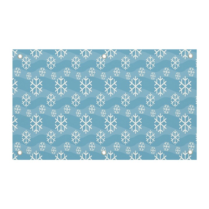 Snowflakes, White Blue Banner and Sign 5  x 3 