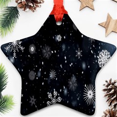 Snowflakes,white,black Star Ornament (two Sides) by nateshop