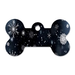 Snowflakes,white,black Dog Tag Bone (two Sides) by nateshop