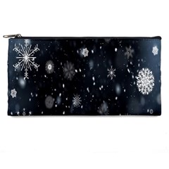 Snowflakes,white,black Pencil Case by nateshop