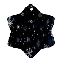 Snowflakes,white,black Ornament (snowflake) by nateshop