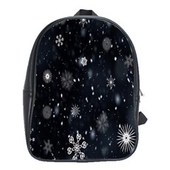 Snowflakes,white,black School Bag (xl) by nateshop